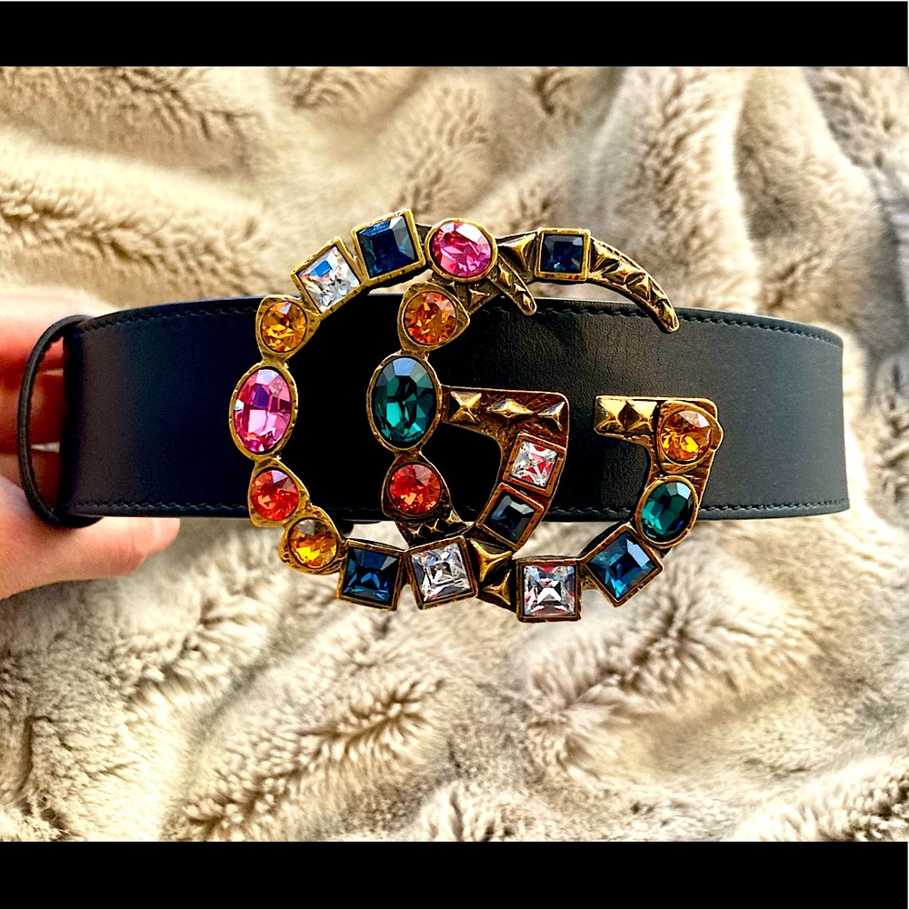 GUCCI EMBELLISHED CRYSTAL BELT SIZE 70